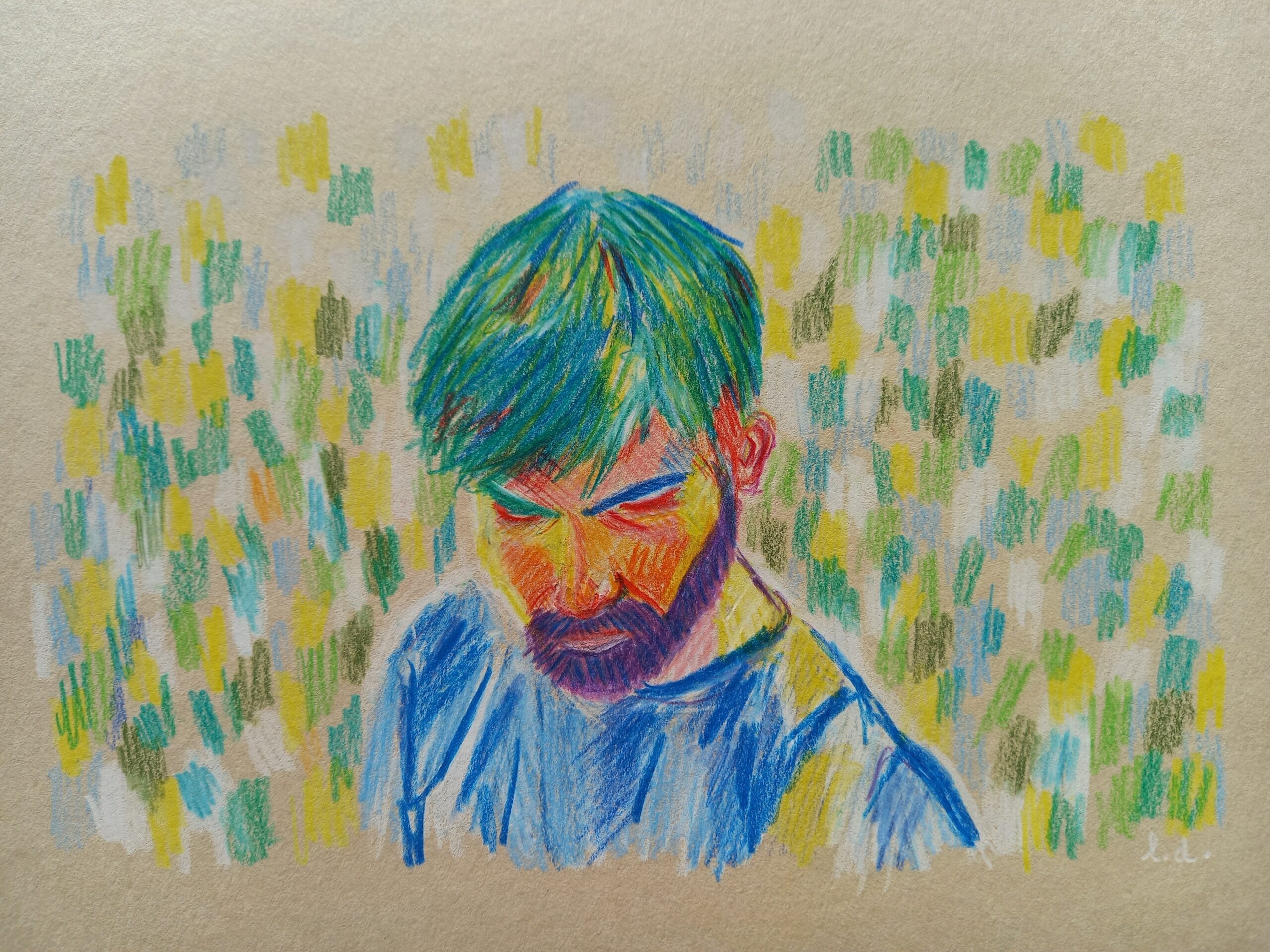 Portrait aux crayons de couleur